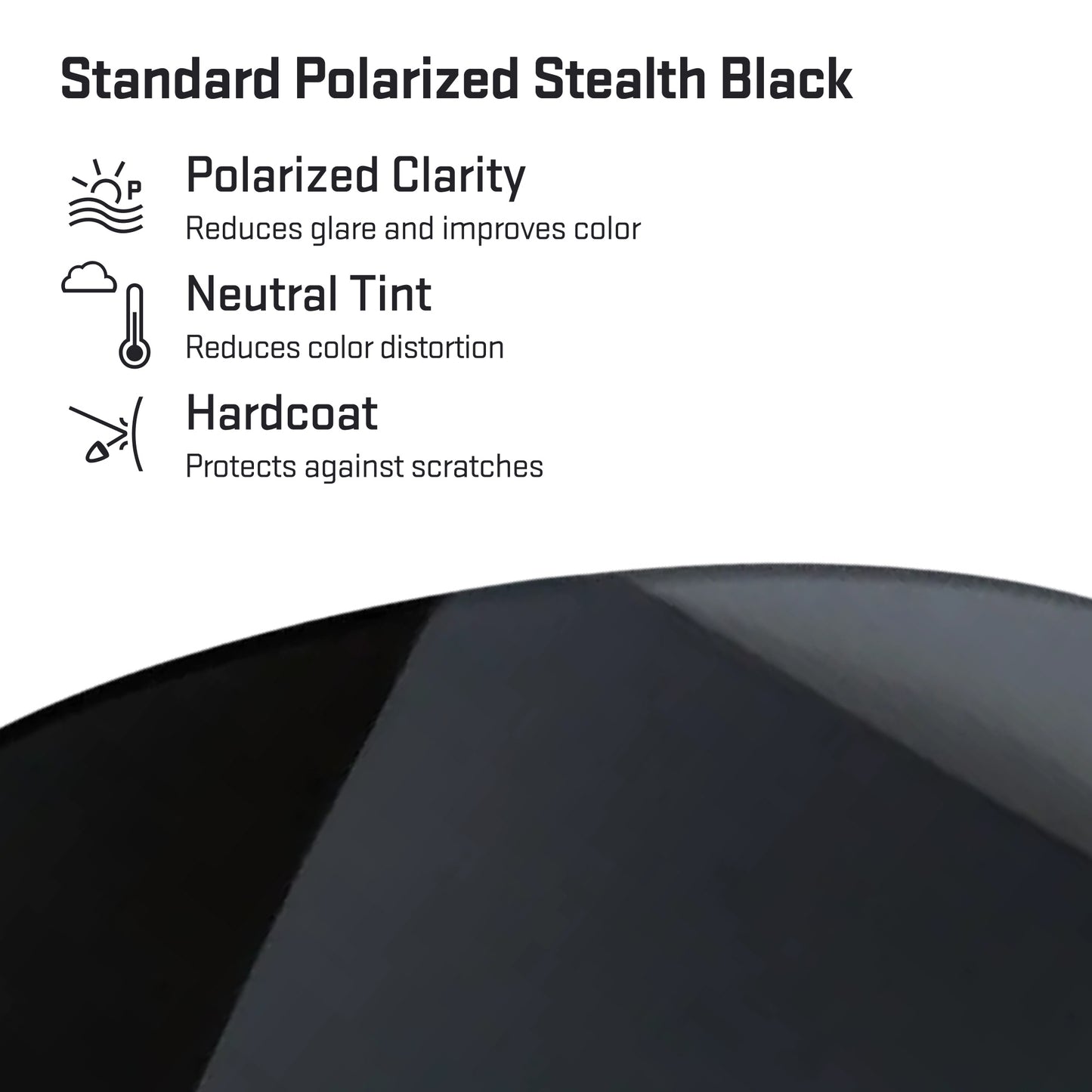 standard polarized stealth black replacement lenses detail