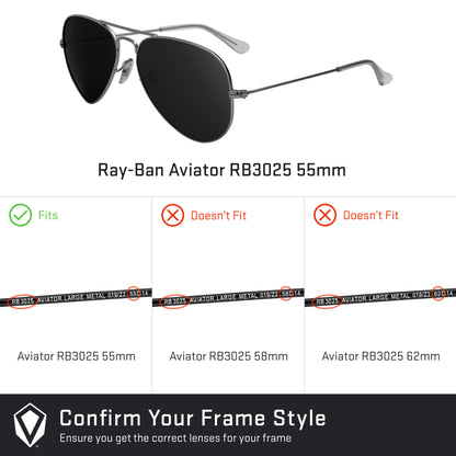 Revant replacement lenses compatible with Ray Ban Aviator Rb3025 55mm