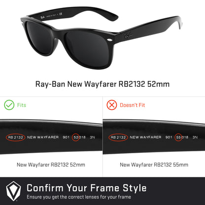 Revant replacement lenses compatible with Ray Ban New Wayfarer Rb2132 52mm